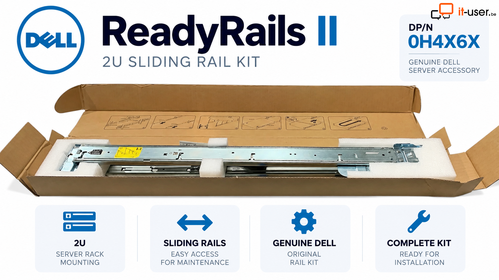 Dell 0H4X6X ReadyRails II 2U Sliding Rail Kit for PowerEdge R720 R730 R740